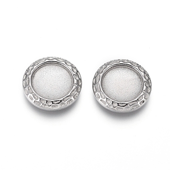 304 Stainless Steel Cabochons Settings, Flat Round, Stainless Steel Color, 17x2.5mm, Tray: 12mm