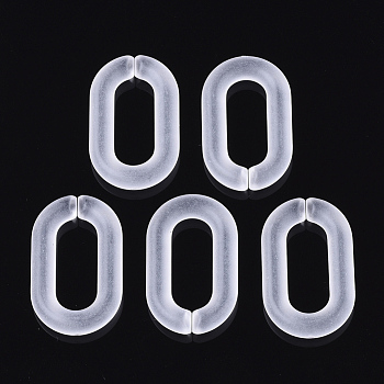 Transparent Acrylic Linking Rings, Quick Link Connectors, for Cable Chains Making, Oval, Frosted, Clear, 27x16.5x4mm, Inner Diameter: 18x8mm