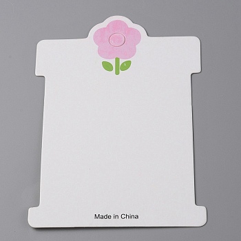 100Pcs Paper Hair Tie Display Cards, Hair Clip Display Cards, Rectangle with Pink Flower Pattern, White, 11.5x8.2x0.06cm, Hole: 8mm