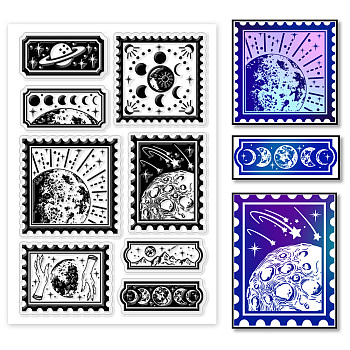 Custom PVC Plastic Clear Stamps, for DIY Scrapbooking, Photo Album Decorative, Cards Making, Moon, 160x110mm