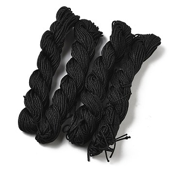 Nylon Braided Cord, Chinese Knotting Cord for Beading Jewelry Making Macrame Craft, Black, 1.5mm in diameter, about 18m long
