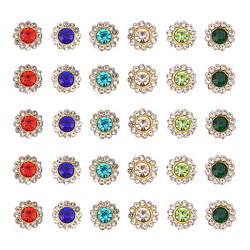 600Pcs 6 Colors Sew on Rhinestone, Transparent Glass Rhinestone, with Iron Prong Settings, Faceted, Flower, Mixed Color, 8x4mm, Hole: 1mm, 100pcs/color