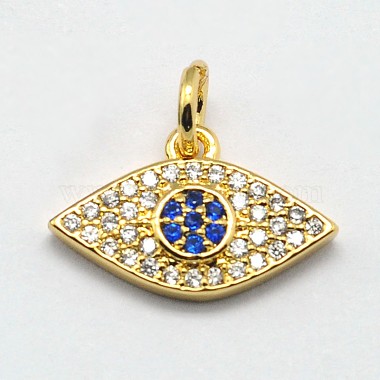 Real Gold Plated Eye Brass+Cubic Zirconia Charms
