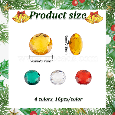 64piezas 4 estilos de pegatinas acrílicas autoadhesivas con diamantes de imitación con tema navideño(STIC-FG0001-05)-2