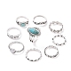 Synthetic Turquoise Finger Rings Set(AJEW-PW0005-01A)-1
