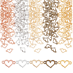 150Pcs 5 Colors Alloy Hollow Connector Charms, Heart, Mixed Color, 8x14.5mm, Hole: 1mm, 30pcs/colors(HEAR-GA0001-01)