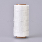 Waxed Polyester Cord, Micro Macrame Cord, Waxed Sewing Thread, Flat, White, 0.8mm, about 284.33 yards(260m)/roll(YC-I003-A32)