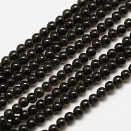 Natural Obsidian Round Bead Strands, 2mm, Hole: 0.8mm, about 184pcs/strand, 16 inch(X-G-A130-2mm-04)