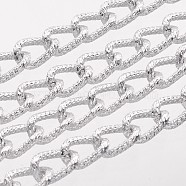Aluminium Twisted Chains Curb Chains, Unwelded, Oval, Silver, 13x8.5x2.5mm(X-CHA-K14311-15)