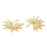 Rack Plating Brass Sun Stud Earrings, Half Hoop Earrings, Real 18K Gold Plated, 30x5mm(EJEW-Q766-05G)