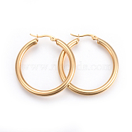 201 Stainless Steel Huggie Hoop Earrings with 304 Stainless Steel Pins, Hypoallergenic Earrings for Women, Golden, 6 Gauge, 39x37.5x4mm, Pin: 1mm(EJEW-YW0001-08-G)