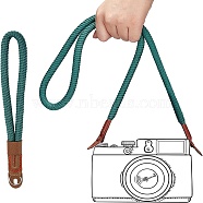 Nbeads 2Pcs 2 Style Nylon Camera Neck Straps & Wristlet Straps, Camera Tether, with PU Leather End Cover & Iron Key Rings, Dark Green, 950x19x9mm & 245x21x12mm, 1pc/style(AJEW-NB0003-56B)