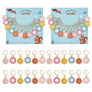 Alloy Enamel Pendant Locking Stitch Markers, 304 Stainless Steel Leverback Earring & Brass Wine Glass Charm Rings Stitch Marker, Sunflower with Smiling Face/Daisy, Mixed Color, 3.4~3.5cm, 6 style, 2pcs/style, 12pcs/set(HJEW-AB00154)