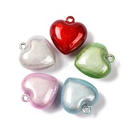 Rack Plating Brass Pendants, Cadmium Free & Nickel Free & Lead Free, Heart Charms, Mixed Color, 20x19x10mm, Hole: 2mm(KK-F088-01)