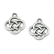 Tibetan Style Alloy Pendants, Knot, Cadmium Free & Nickel Free & Lead Free, Antique Silver, 18.5x15.5x2mm, Hole: 2mm, about 889pcs/1000g(TIBE-S301-041AS-NR)