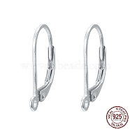 925 Sterling Silver Hoop Earrings, Leverback Earrings, Silver, 16x9x1.5mm, Hole: 1mm, Pin: 0.8mm(STER-P032-06S)