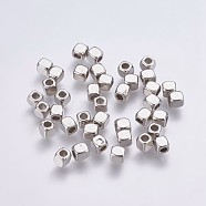 CCB Plastic Beads, Cube, Platinum, 4x3.5x3.5mm, Hole: 2mm(CCB-G006-148P)