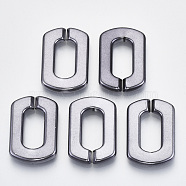 UV Plating Acrylic Linking Rings, Quick Link Connectors, for Cross Chains Making, Rectangle, Gunmetal, 31x21x4.5mm, Inner Diameter: 18x8.5mm(OACR-N009-001A-B02)