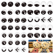 Olycraft 96Pcs 24 Style Glass Doll Craft Eyes Cabochons, DIY Scrapbooking Crafts Toy Accessories, Half Round, Black, 18x6~8.5mm, 4pcs/style(DIY-OC0011-82A)