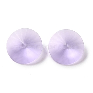 Frosted Glass Rhinestone Cabochons, Faceted, Pointed Back, Flat Round, Violet, 12x5mm(RGLA-G022-01B-371)