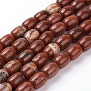 Natural Red Jasper Beads Strands, Oval, 17~18x13mm, Hole: 1.5mm, about 22pcs/strand, 14.9 inch(38cm)(G-G731-24-18x13mm)