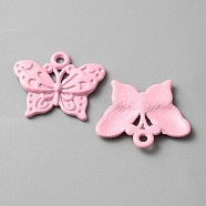Baking Painted Alloy Pendants, Butterfly Charm, Pink, 16.5x20x2mm, Hole: 1.5mm(FIND-TAC0011-82D)