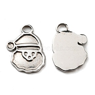 304 Stainless Steel Charms, Manual Polishing, Christmas Theme, Santa Claus, Stainless Steel Color, 15x11x2mm, Hole: 2mm(STAS-Q248-13P)