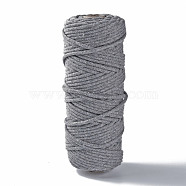 Cotton String Threads, Macrame Cord, Decorative String Threads, for DIY Crafts, Gift Wrapping and Jewelry Making, Gray, 3mm, about 54.68 yards(50m)/roll(OCOR-T001-01-20)