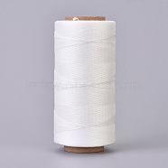 Waxed Polyester Cord, Micro Macrame Cord, Waxed Sewing Thread, Flat, White, 0.8mm, about 284.33 yards(260m)/roll(YC-I003-A32)