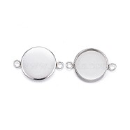 304 Stainless Steel Cabochon Connector Settings, Plain Edge Bezel Cups, Flat Round, Stainless Steel Color, Tray: 12mm, 20x13x2mm, Hole: 2mm(STAS-G127-14-12mm-P)