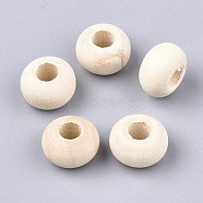 Unfinished Wood Beads, Natural Wooden Beads, Rondelle, Old Lace, 14~14.5x9mm, Hole: 5.5~6mm(WOOD-S053-03)