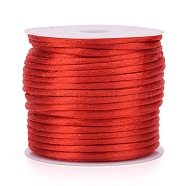 Nylon Cord, Satin Rattail Cord, for Beading Jewelry Making, Chinese Knotting, Red, 1.5mm, about 16.4 yards(15m)/roll(NWIR-L006-1.5mm-04)