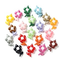 Opaque Acrylic Big Pendants, Flower Charms, Mixed Color, 53x33.5x13mm, Hole: 2mm(AC-CBA6251-10)