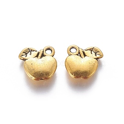 Tibetan Style Alloy Pendants, Lead Free, Nickel Free and Cadmium Free, Apple, Antique Golden, 10.5x11x2.5mm(TIBEP-A12052-FF)