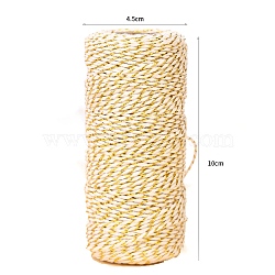 Cotton Metallic String Threads, Macrame Cord, Decorative String Threads, for DIY Crafts, Gift Wrapping and Jewelry Making, Gold, Bisque, 1.5mm, about 54.68 Yards(50m)/Roll(PW-WG20732-01)