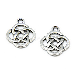 Tibetan Style Alloy Pendants, Knot, Cadmium Free & Nickel Free & Lead Free, Antique Silver, 18.5x15.5x2mm, Hole: 2mm, about 889pcs/1000g(TIBE-S301-041AS-NR)