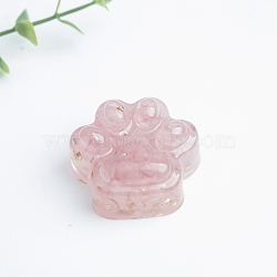 Cat Claw Resin Figurines, with Natural Rose Quartz Chips inside Statues for Home Office Decorations, 33x30x16mm(DJEW-PW0012-036B)