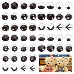 Olycraft 96Pcs 24 Style Glass Doll Craft Eyes Cabochons, DIY Scrapbooking Crafts Toy Accessories, Half Round, Black, 18x6~8.5mm, 4pcs/style(DIY-OC0011-82A)