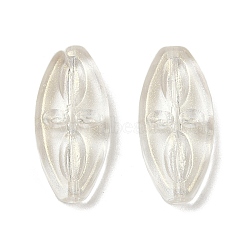 Transparent Glass Beads, Oval with Flower, Baking Paint, Champagne Gold, 20x9.5x4mm, Hole: 1.2mm(DGLA-E004-14G)