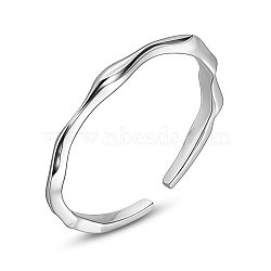 SHEGRACE Rhodium Plated 925 Sterling Silver Cuff Rings, Open Rings, Platinum, Size 7, 17mm(JR782A)