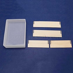 DIY Silicone Molds, Resin Casting Molds, Clay Craft Mold Tools, with Wood Frames, Rectangle, White, 51.5~195x135~205x1.5~51.5mm, 5pcs/set(DIY-TAC0016-48B)