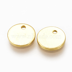 Brass Charms, Nickel Free, Real 18K Gold Plated, Flat Round, 8x1mm, Hole: 1mm(KK-T020-19G)