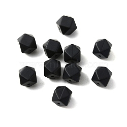 Silicone Beads, DIY Nursing Necklaces and Bracelets Making, Chewing Pendants For Teethers, Octagon, Black, 14x14x14mm, Hole: 2mm(SIL-WH0001-31B)