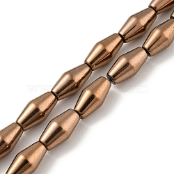 Electroplated Synthetic Non-magnetic Hematite Beads Strands, Bicone, Antique Bronze Plated, 6.2~6.5x12~12.5mm, Hole: 1.4mm, about 33pcs/strand, 16.89''(42.9cm)(G-Z032-B02-02F)