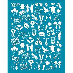 Silk Screen Printing Stencil, for Painting on Wood, DIY Decoration T-Shirt Fabric, Graduation Theme Pattern, 100x127mm(DIY-WH0341-097)