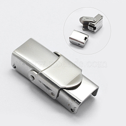 304 Stainless Steel Watch Band Clasps, Rectangle, Stainless Steel Color, 25.5x11.5x7.5mm(STAS-K173-01B)