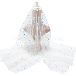 Sequined Tulle Lace Mesh Polyester Fabric, Sequins Dresses Embroidery Fabric, for Clothing Accessories
, White, 100x130x0.17cm(DIY-WH0033-83)