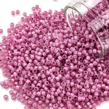 TOHO Round Seed Beads, Japanese Seed Beads, (2106) Silver Lined Milky Mauve, 11/0, 2.2mm, Hole: 0.8mm, about 1103pcs/10g