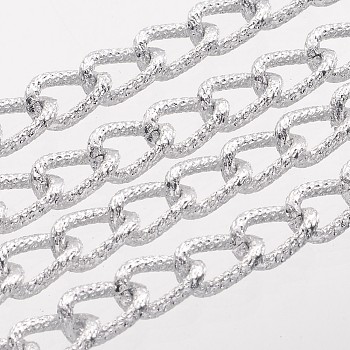 Aluminium Twisted Chains Curb Chains, Unwelded, Oval, Silver, 13x8.5x2.5mm