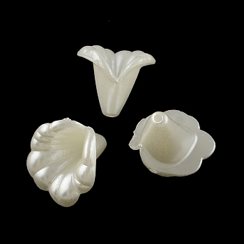 Flower ABS Plastic Imitation Pearl Bead Cones, Creamy White, 15x14x14mm, Hole: 1.5mm